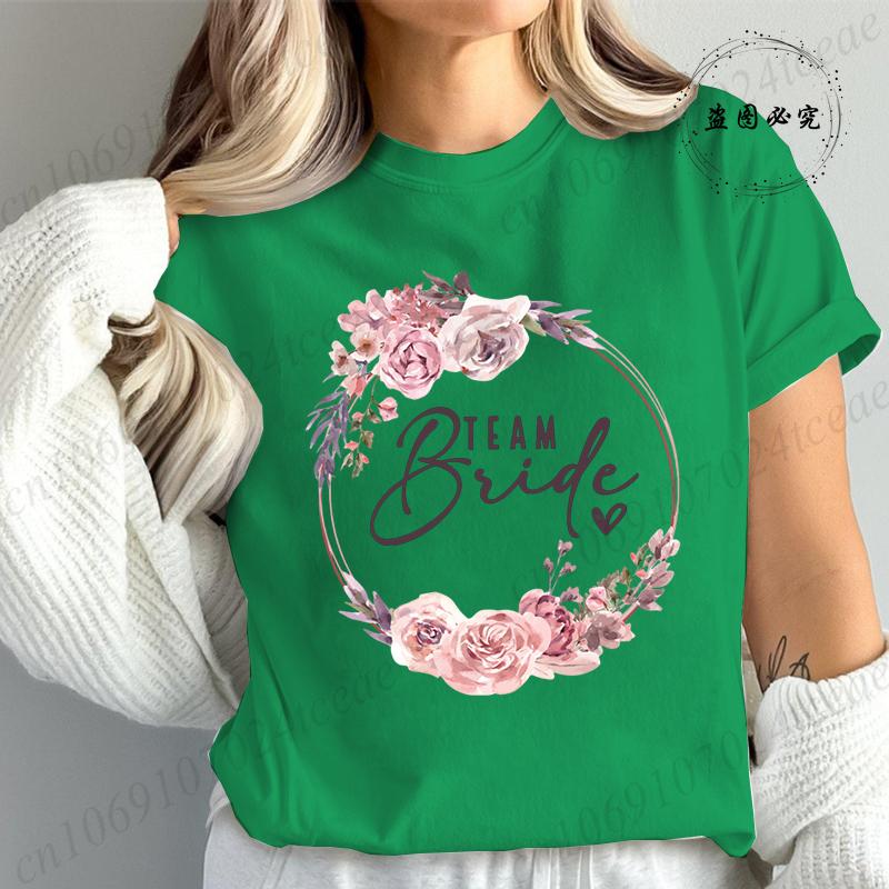 Bridal Graphic T Shirt for Women T Shirt Bride Team Tshirt Bride To Be Fashion T Shirt Women Bachelorette Party TShirt Tops T01