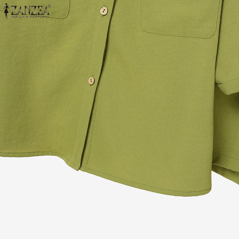 ZANZEA Women Short Sleeve Blouse and Shorts Summer Two Piece Suit Sets