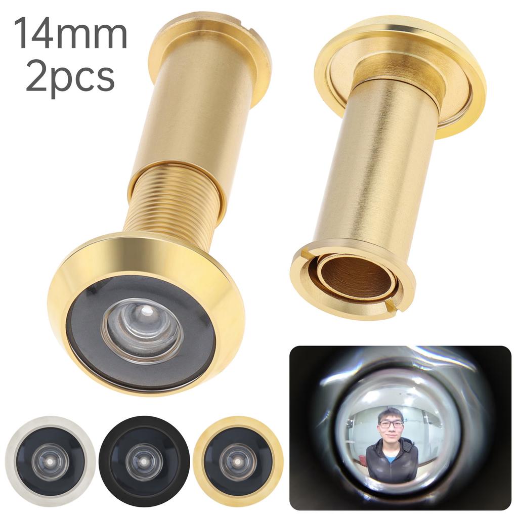 Massives Messing 2 Stück 14 mm Türspion Betrachter 180 Grad Weitwinkel HD Optische Glaslinse Schwerlast Privatsphäre Sicherheit Universal