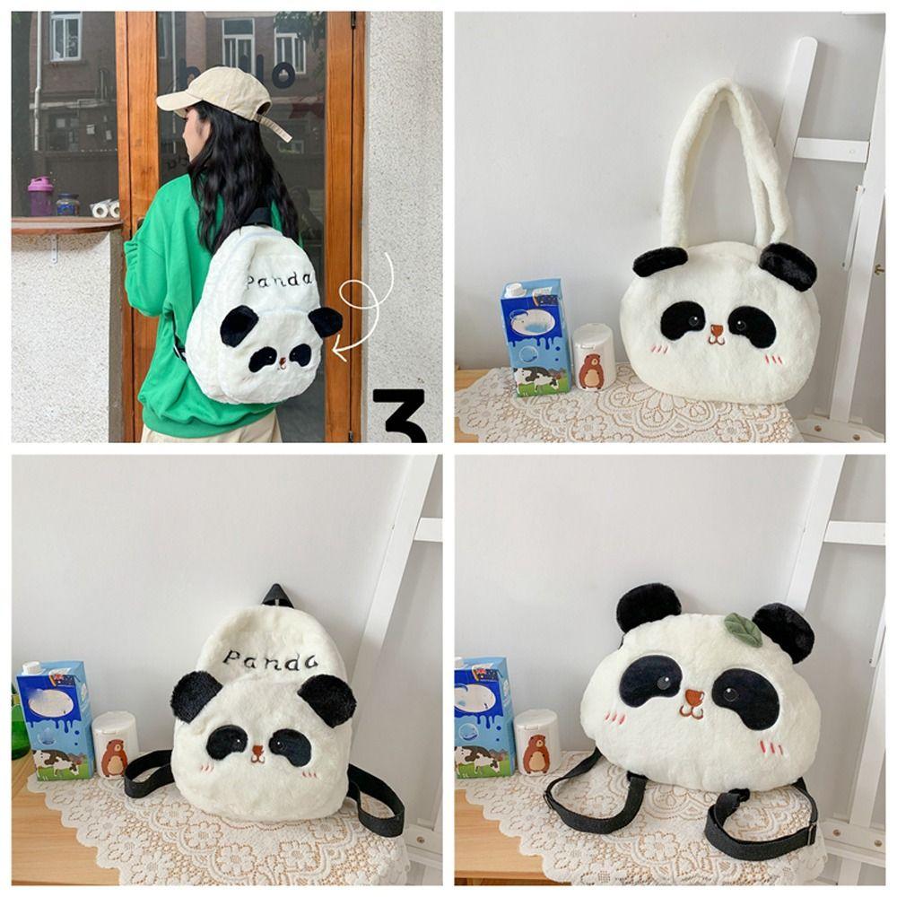 Animal Students School Bag Plush Cartoon Messaage Bag Adjustable Panda Backpack  Travel