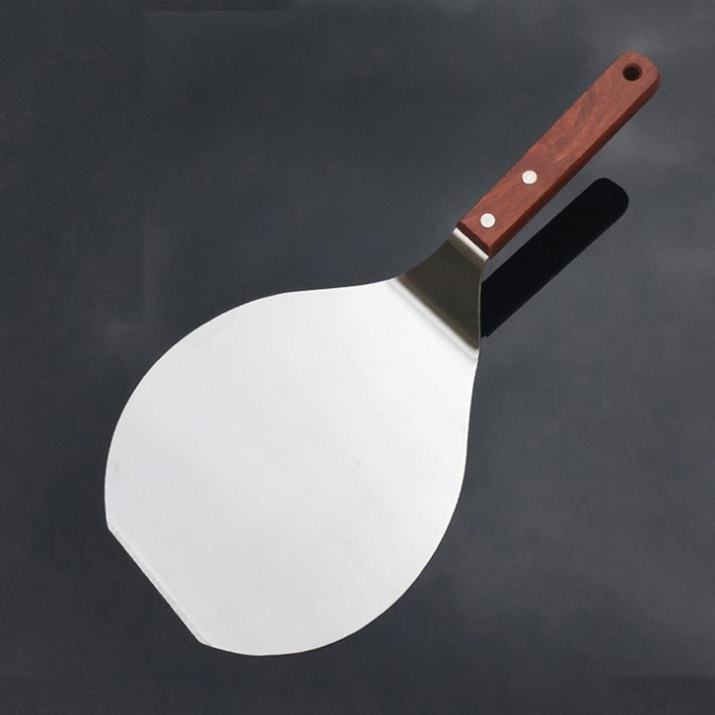 Stainless Steel Pizza Peel Metal Round Pizza Paddle Pizza Spatula with Wood Handle Cake Lifter Transfer Tray Pizza Shovel