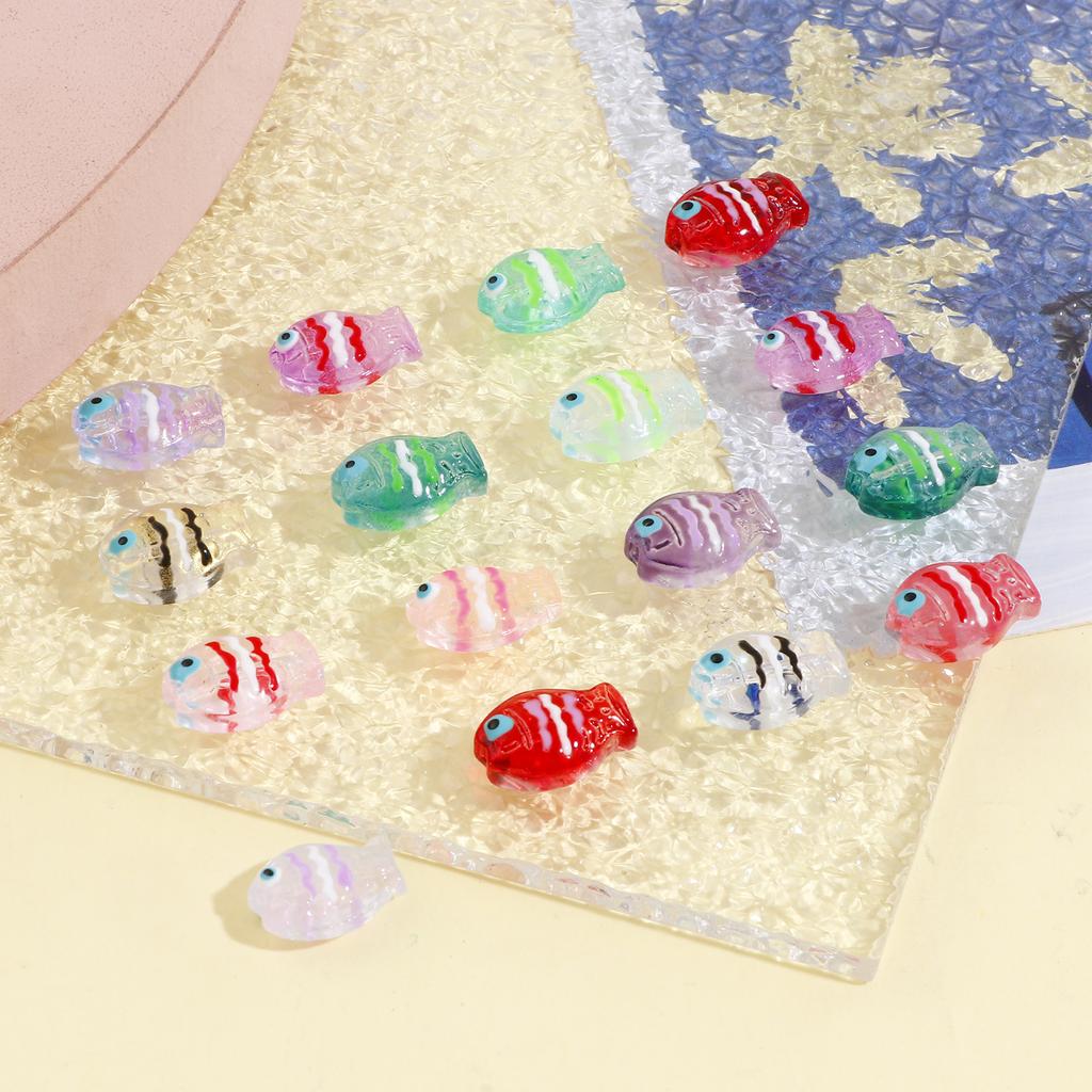 5 PCs Lampwork Glass Beads Ocean Jewelry Beads For DIY Charm Jewelry Making Fish Animal Multicolor AB Rainbow Color  14mm X 10mm