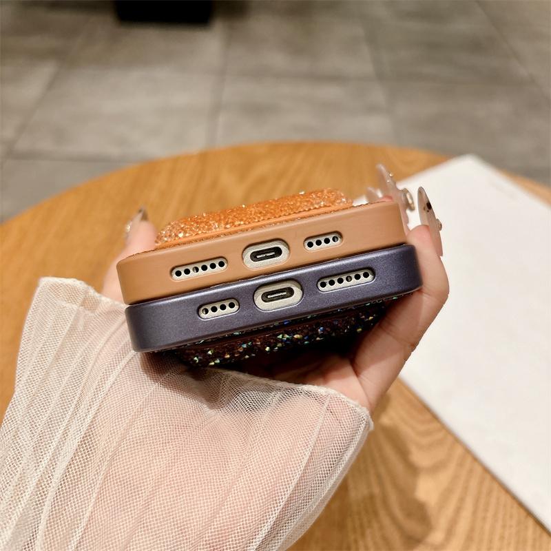 Luxury Rhinestone Phone Case For iPhone17Air 13 14 15 16 Pro Max Glitter Crystalline For Magsafe Card Holder Shockproof Protect Leopard Cover