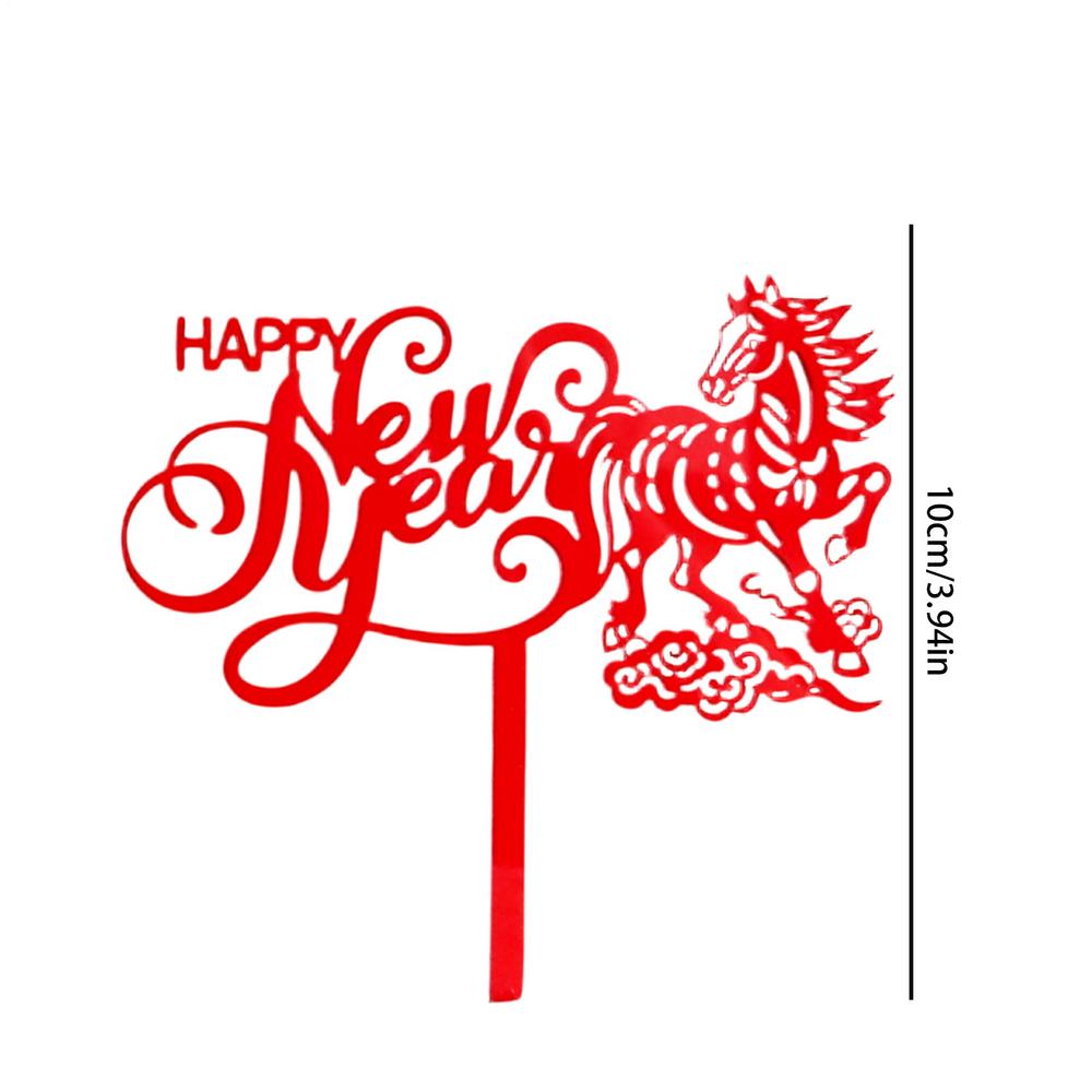 

Happy New Year Cake Topper 2D Acrylic Chinese New Year Horse Birthday Supplies Holiday Cupcake Toppers For Birthday Parents Kids
