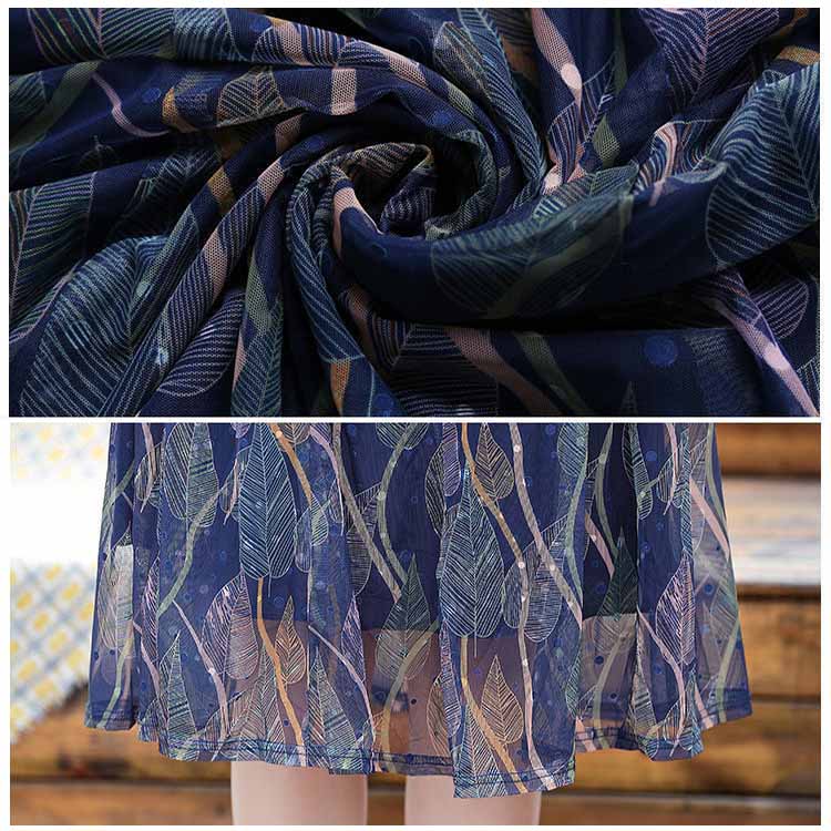 Middle-aged Mother Temperament Floral Dresses Summer In The Elderly Large Yards Concealed Chiffon Long Dress