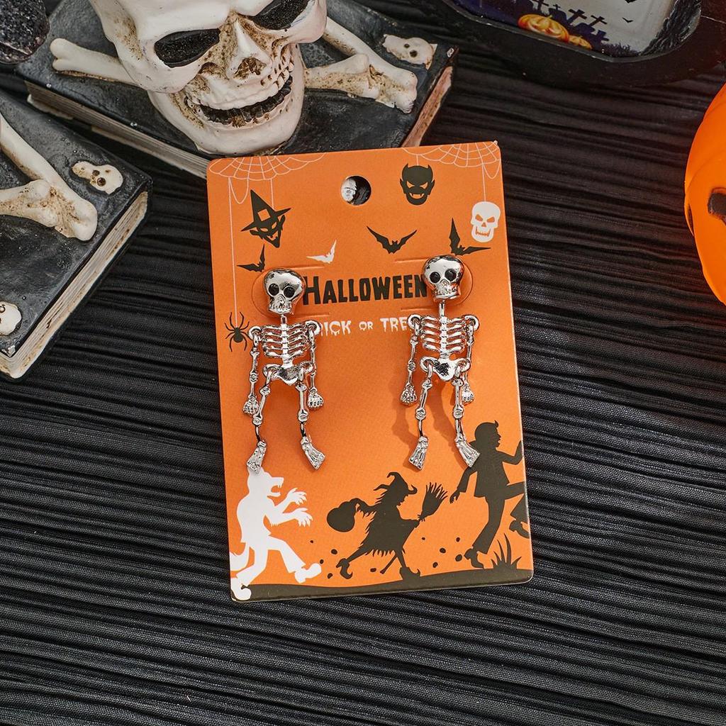 Retro Rubin Spinnen Skelett Ohrringe & Armband Set für Halloween