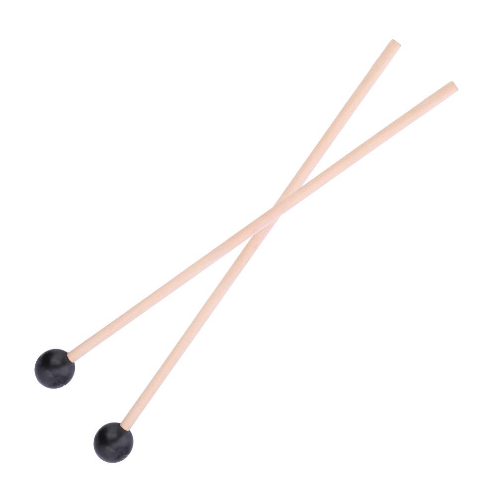 1 Pair Keyboard Marimba Mallets Smooth Wooden Handle Rubber Mallets Instrument Accessory