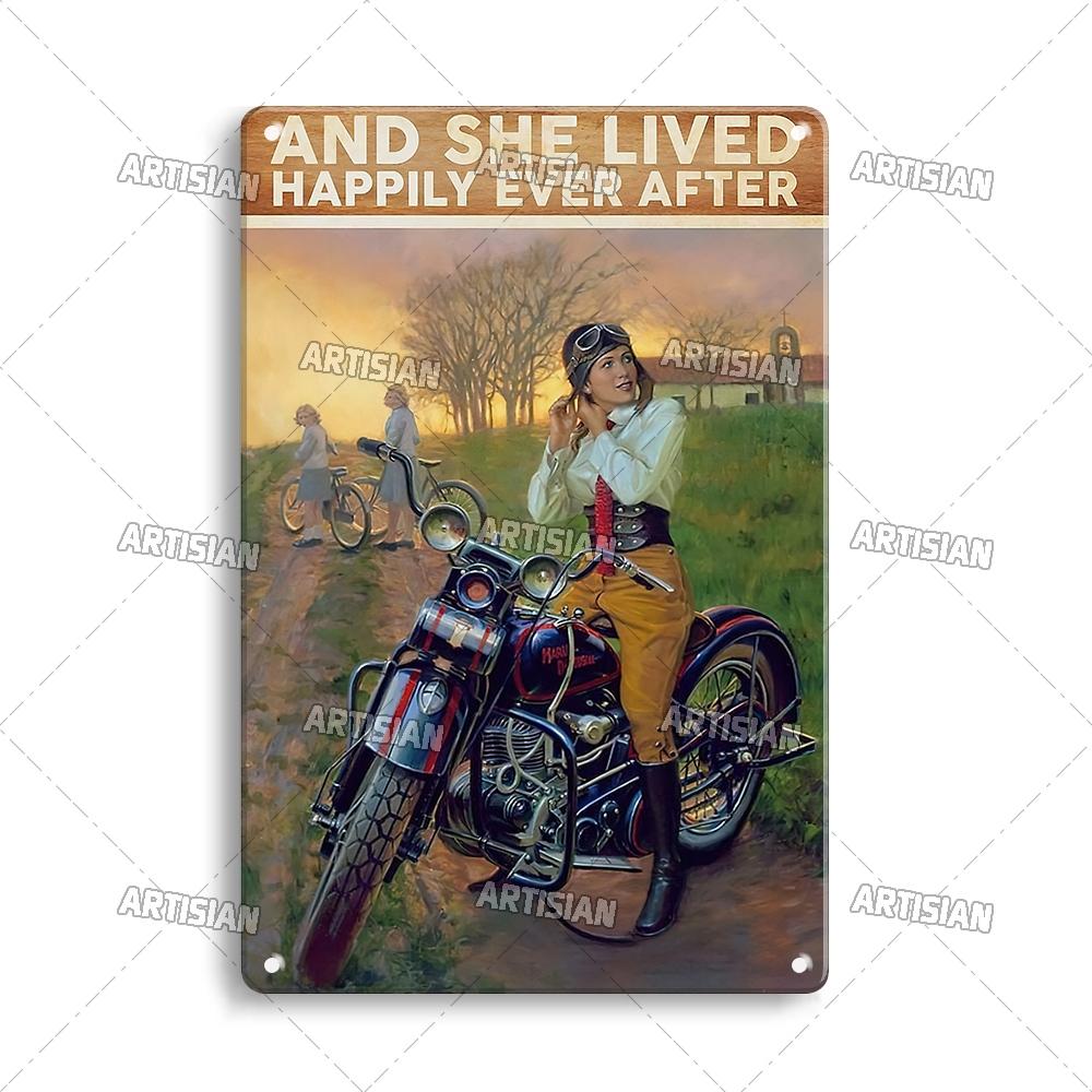 Artisian Riding Metal Plate Motorcycle Tin Sign Motorbike Decorative Poster Wall Decor Garage Bar Pub Club Hotel Cafe Kitchen