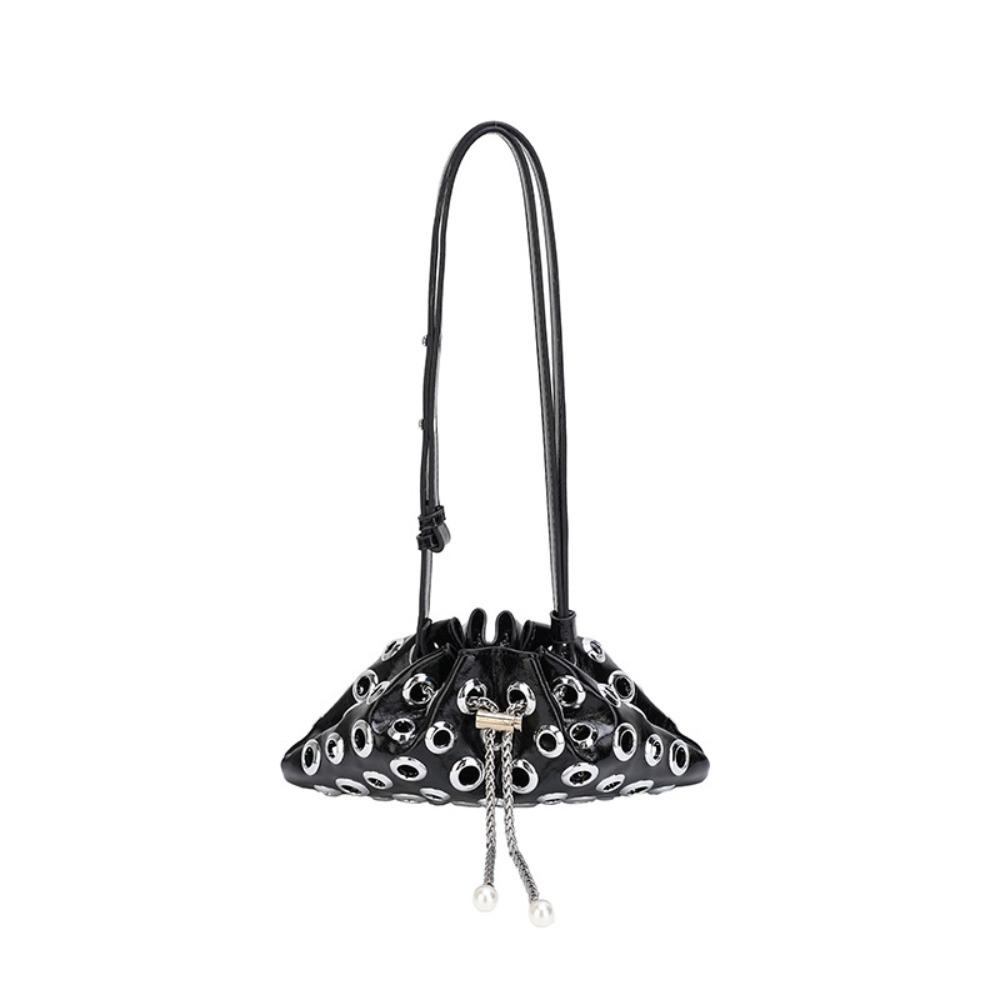 Metal Stud Rivet Shoulder Bag Spicy Girl Drawstring Crossbody Bag Simple Y2k Underarm Bag  Daily