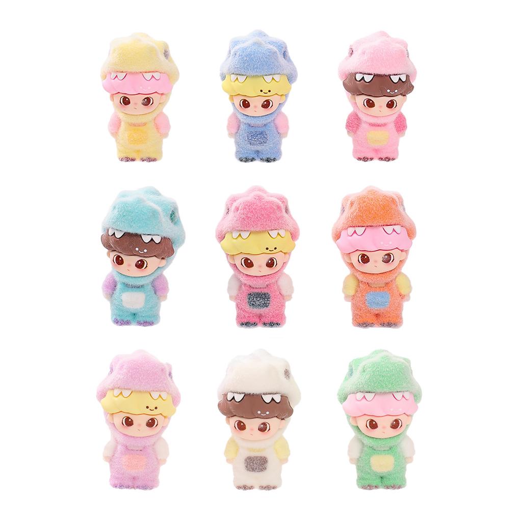 9Pcs/Set Dinosaur Baby Action Figure Toy Flocked Anime Figurine Desktop Decoration Model Ornaments Toys Boys Girls Gifts