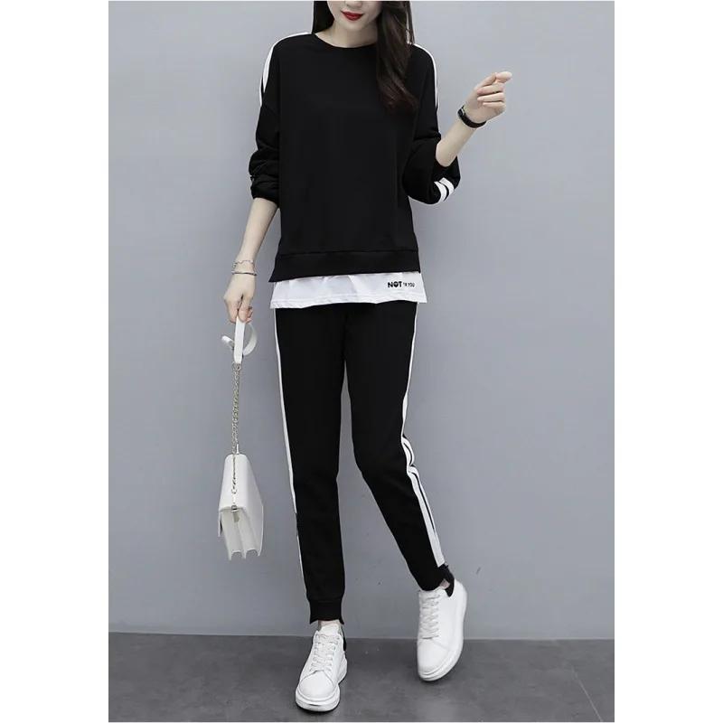 Plus Size Casual Sport Suit Sweatshirt Trousers 2-piece Set Loose Fit Fashionable Streetwear For Men Women