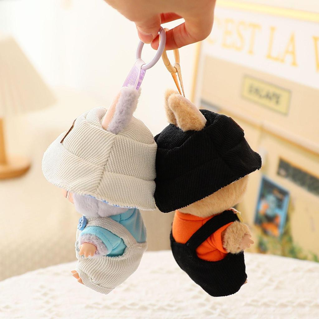 17cm Second Gen Labubu Blind Box Doll Clothes: Cute Sit-Party Overalls Set