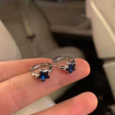 Neue Trendige Süße Blaue Stern Creolen Ohrringe für Damen Mädchen Einfache Mode Vintage Ohrringe Ästhetischer Zirkon Y2K Geschenke