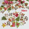 50Pcs/Bag 2-Holes Cartoon Buckle Mix Christmas Star Candles Santa Sock Craft Sewing DIY Materials Buttons