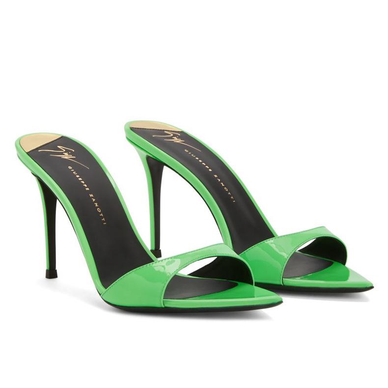 Foreign trade white pointed open-toed stiletto high-heeled slippers one foot and a half drag European and American style European and American style