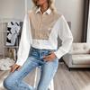 Spring Autumn Street Style Sequin Blouse Women Long Sleeve Fashion All-match Shirt Lady Polo-neck Cardigan Top