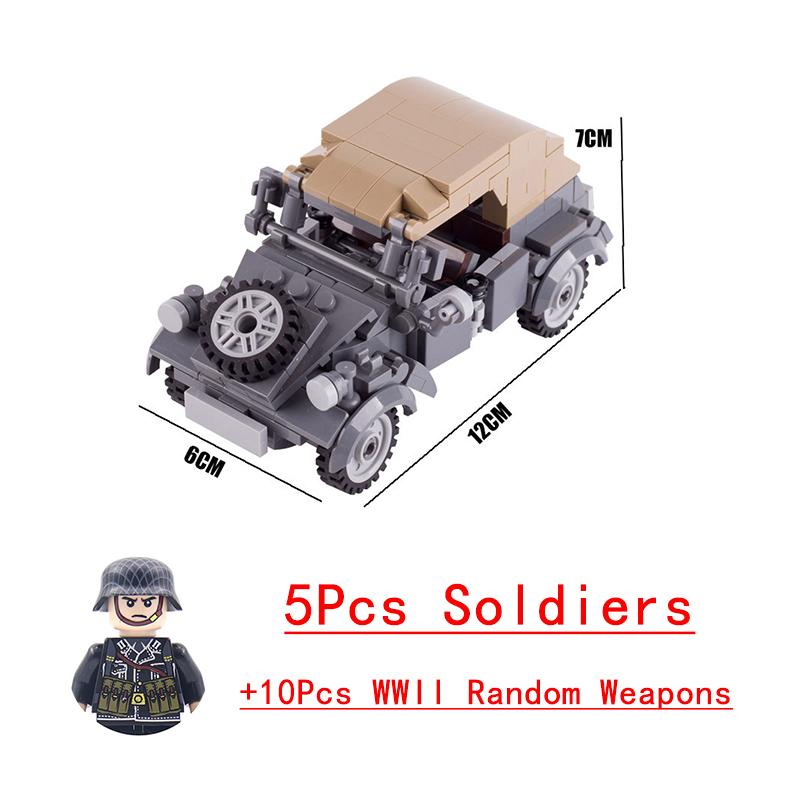 Non-Toxic Wwii Military North African Campaign Wheeled Armored Vehicle Tank Cannon Soldier Figures Building Blocks Weapon Truck Army Toy