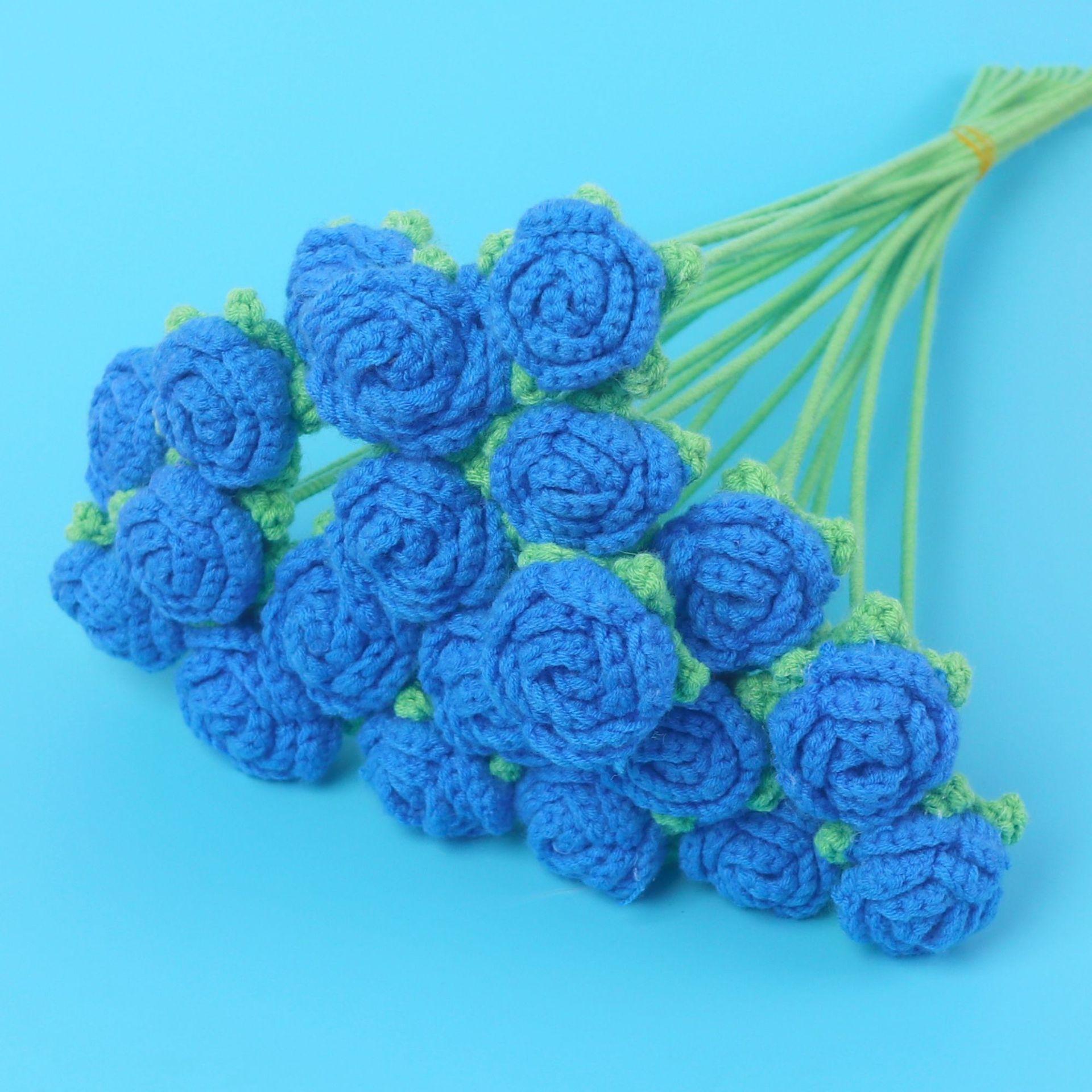 

1PC Tulips Crochet Flowers Knitted Flower Bouquet Finished Handmade Plant Creative Fake Flowers Wedding Party Home Decor