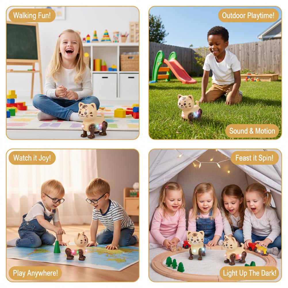 Elektronisches Haustier für Kinder Musikspielzeug Cartoon Elektrisches Vokalspielzeug Tiger Spielzeug Mit Ton Blitz Beleuchtung Singen Tanzen für Mädchen Jungen Geschenk