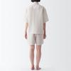 MUJI Natural Lyocell Linen Pajamas FDB06A3S Light Gray Stripe M Cool-to-the-touch Short-sleeve Women's
