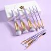 10-Piece Lavender Makeup Brush Set with Rhinestones: Beginner Eyeshadow, Blush, and Contour Brushes