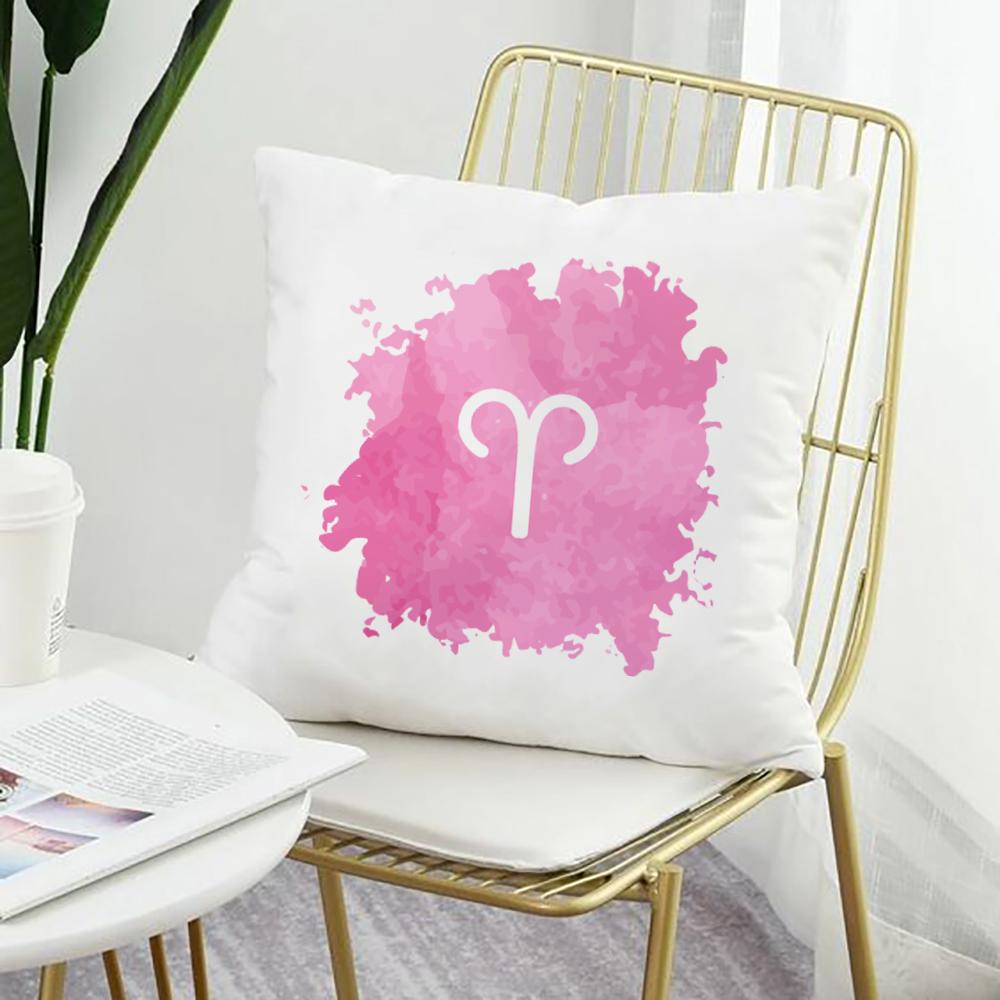 12 Constellations Polyester White Pillow Covers Simplicity Home Sofa Office Coffee Shop Backrest Decorative Pillows Pillowcase