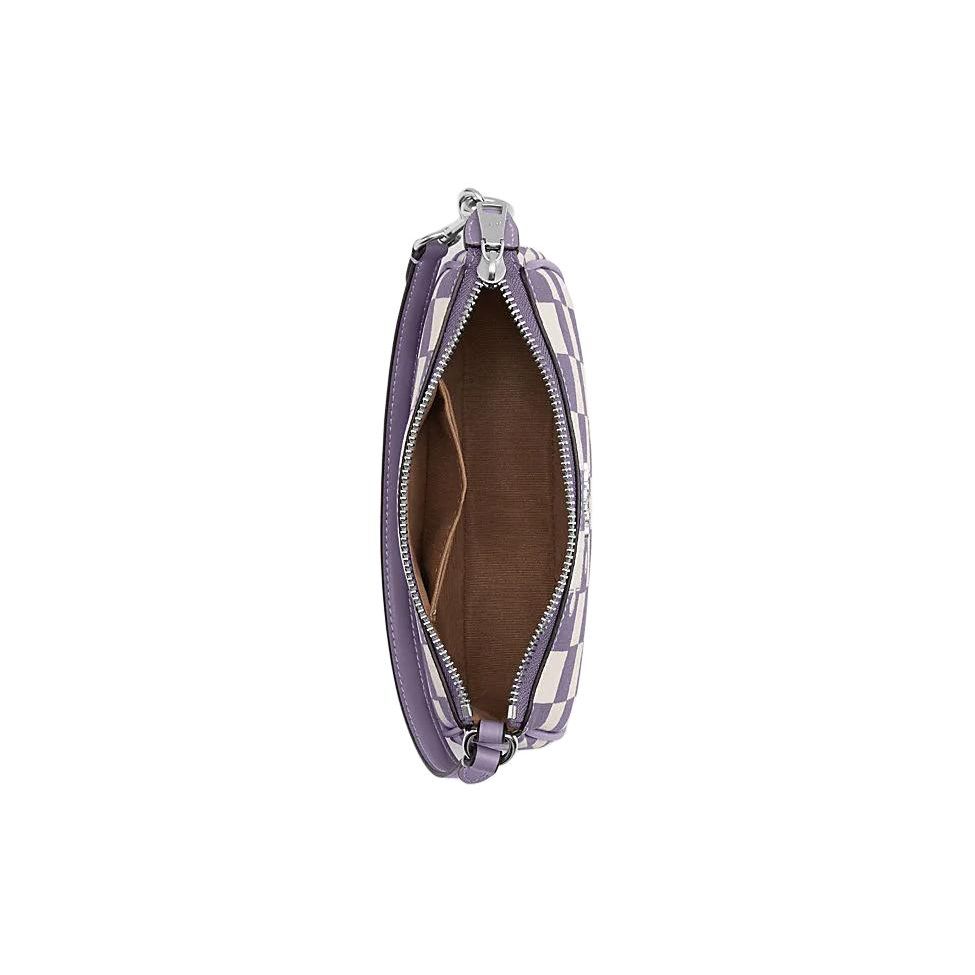 Coach Nolita 19 Checkered Print Faux Leather Shoulder Bag Women bags Light-Violet Chalk-White CR394-SVWPB