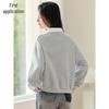 Chushen Women's Contrast Lapel Letter Embroidery Sweatshirt