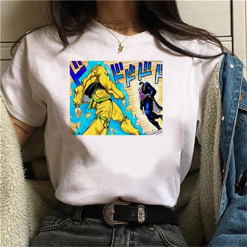 2021 New Jojo Bizarre Adventure T Shirt Women Japan Anime Summer Top T-shirt Golden Experience Ladybug T-Shirt Casual Hip Hop Unisex