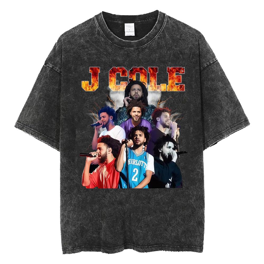 J Cole The Fall Off New Album Tour Cover Tshirt Men Women Fashion Vintage Washed T Shirts Summer ONeck Oversized T Shirt