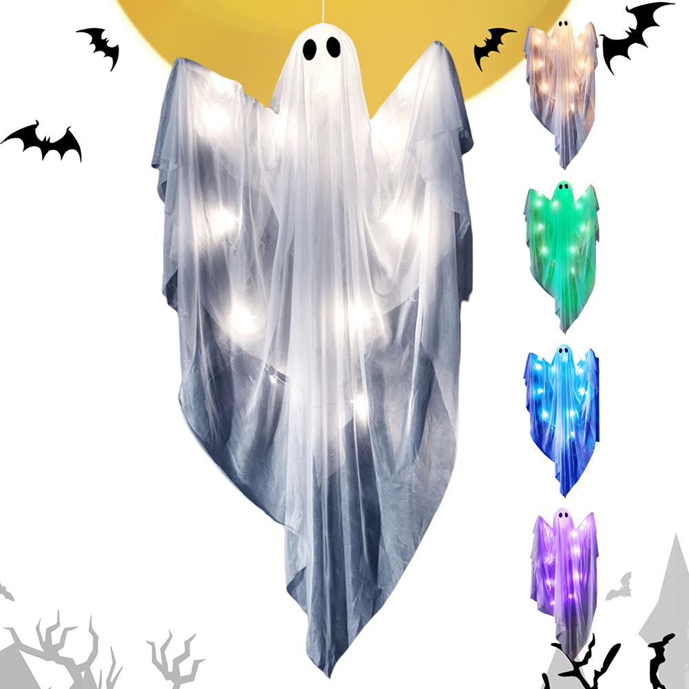 Halloween Hanging Ghosts Light Battery Powered Glowing Door Hanging Ghost Ghost Hanging Night Light for Outdoor Yard Decoration