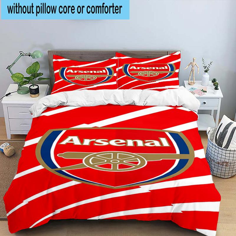 Set Biancheria da Letto Stampato con Stemma Arsenal Football Club 3 Pezzi Chiusura con Zip Include 1 Copripiumino & 2 Federe Set Biancheria da Letto Arredamento Casa Regali