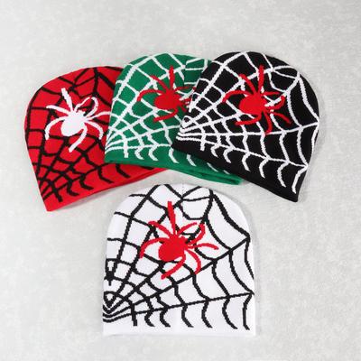 1pc Unisex Y2K Style Beanie with Spider Web Printing,winter Casual Windproof Skull Cap,Suitable for Halloween Daily Wear Winter