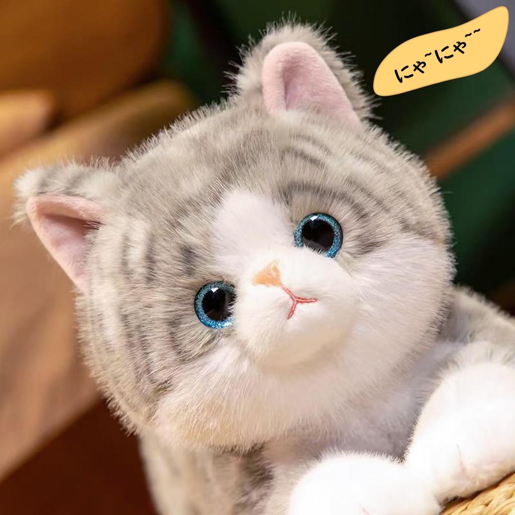 Realistic Plush Cat Stuffed Super Body Pillow with Belly Weighted Soothing Body Funny Christmas Present Animal, Cute, Fluffy, Beads, Pillow, Gift,