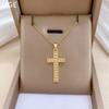 Titanium Steel, Cross Zircon Light Luxury Temperament Gorgeous Full Diamond Necklace Female Versatile Collarbone Chain Titanium Steel