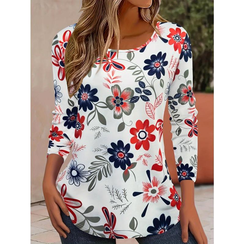 Vintage Leaves Floral 3D Print O-Neck Long Sleeve T-Shirt Fashion Women clothing Casual y2k clothes Harajuku Female clothing