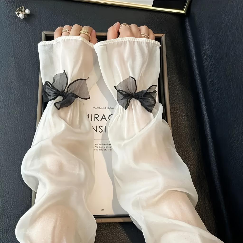 2pcs Bow Ice Sleeve Set Ultra-Elegant Sleeves Loose Fit Oversized Bell Sleeves for Driving Arm Protectors