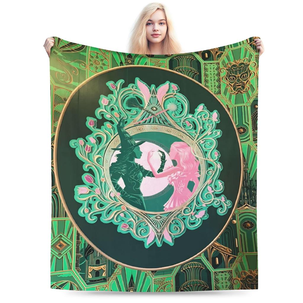 W-Wicked 2 Musical Movie Glinda Elphaba Blanket  Soft Novelty Plush Throw Blanket For Boy Girl Couch Chair Cover