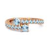 Blue Topaz Twin Stone Pavé Bypass Ring - Sterling Silver Rose Gold Vermeil