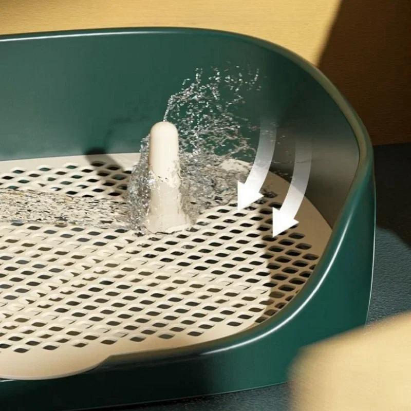 Tragbares Haustier-Toilettentrainingsset Kunststoff mit Säule Inklusive Toilettenmatte/Hundetoilettenschale/Pipi-Pad Hunde-Urinier-Trainer Stubenreinheitstraining