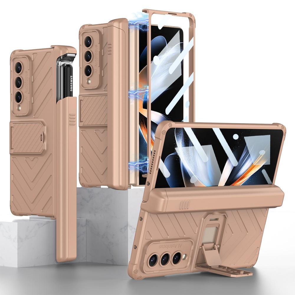 Suitable for Samsung Zfold4 Mobile Phone Case Armor Magnetic Suction Hinge Folding Shaft Bracket Gear Adjustment Zfold4 Mobile Phone Case
