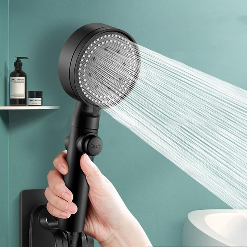 Buy 5 Modes Water Saving Shower Head Black Adjustable High Pressure ...