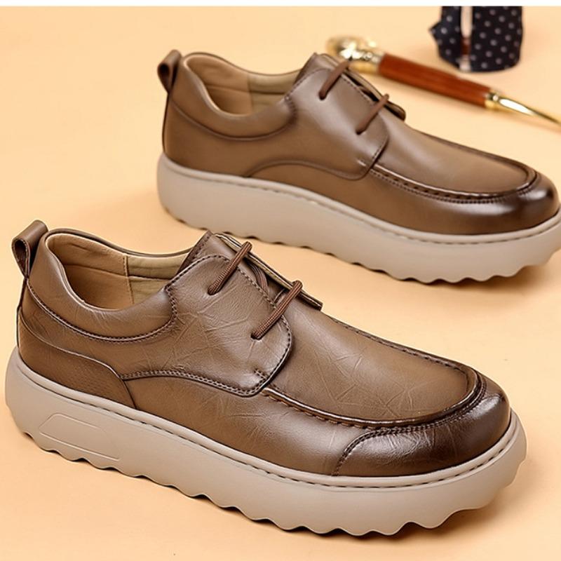 Fashion Spring Autumn Platform Leather Sneakers for Men Low Top Designer Soft-soled Retro Men's Shoes Fashion Casual Driving Shoes Male