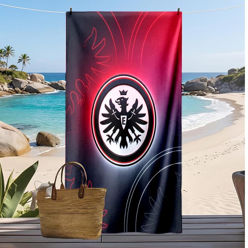 Πετσέτα Παραλίας Ποδοσφαιρική Εκτύπωση Eintracht Frankfurt, Μεγάλη Μαλακή Πετσέτα Γρήγορου Στεγνώματος για Παραλία Κάμπινγκ Κολύμπι