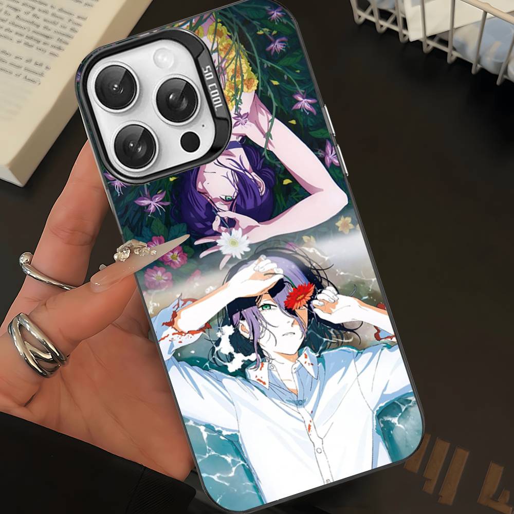 Anime C-Chainsaw Man Phone Case For IPhone 17 16 15 14 11 12 13 Pro Max Plus Pro Colored Silver Cover