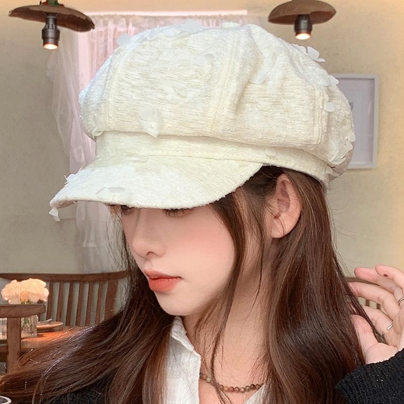 Универсальный Милый Цветочный Берет Корейский Сладкий Ретро Восьмиугольная Шляпа Ветрозащитный Теплый Художник Газета Детская Шапка Тренд One Size