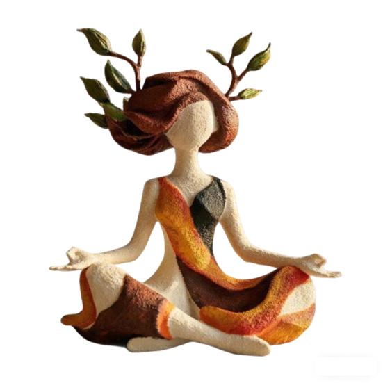 Abstract Yoga Girl Figurine Resin Meditating Lady Statue for Spa Yoga Room Home Desk Shelf Decor Gifts for Women