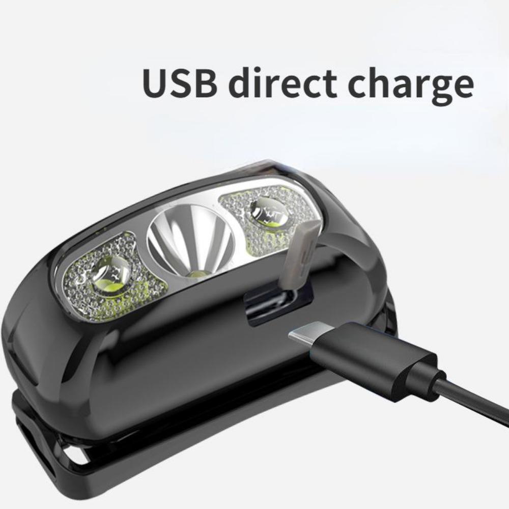 1PACK Mini Rechargeable Powerful Sensor Headlamp Fishing Camping USB Head Flashlight COB LED Head Light Torch Headlights Front Lantern