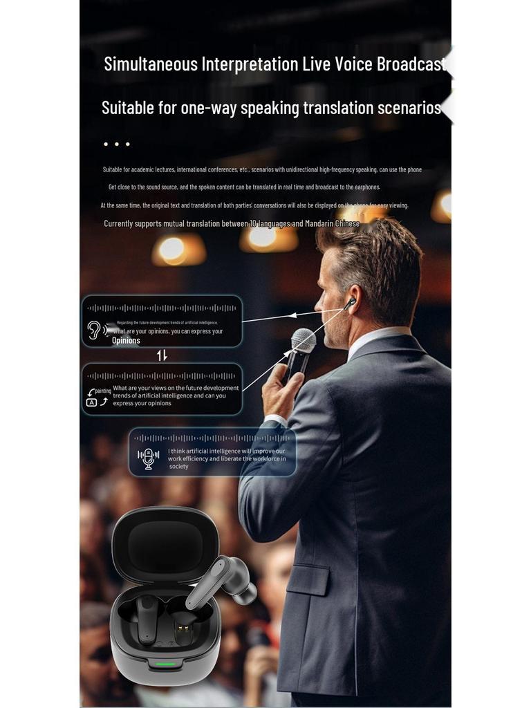 Căști Bluetooth TWS A98: Traducere AI, True Wireless, Dublu-Auricular cu Carcasă de Încărcare și Reducere Fizică a Zgomotului