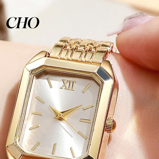 Light Luxury Watch Ladies Style Square Dial Steel Modern Minimalist Strap Embellishment for Office Party Date Night Women Quartz